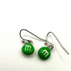 M and M  small green M and M earrings